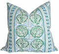 Fair Isle Pillow Cover in Blue and Green, Thibaut Pillows