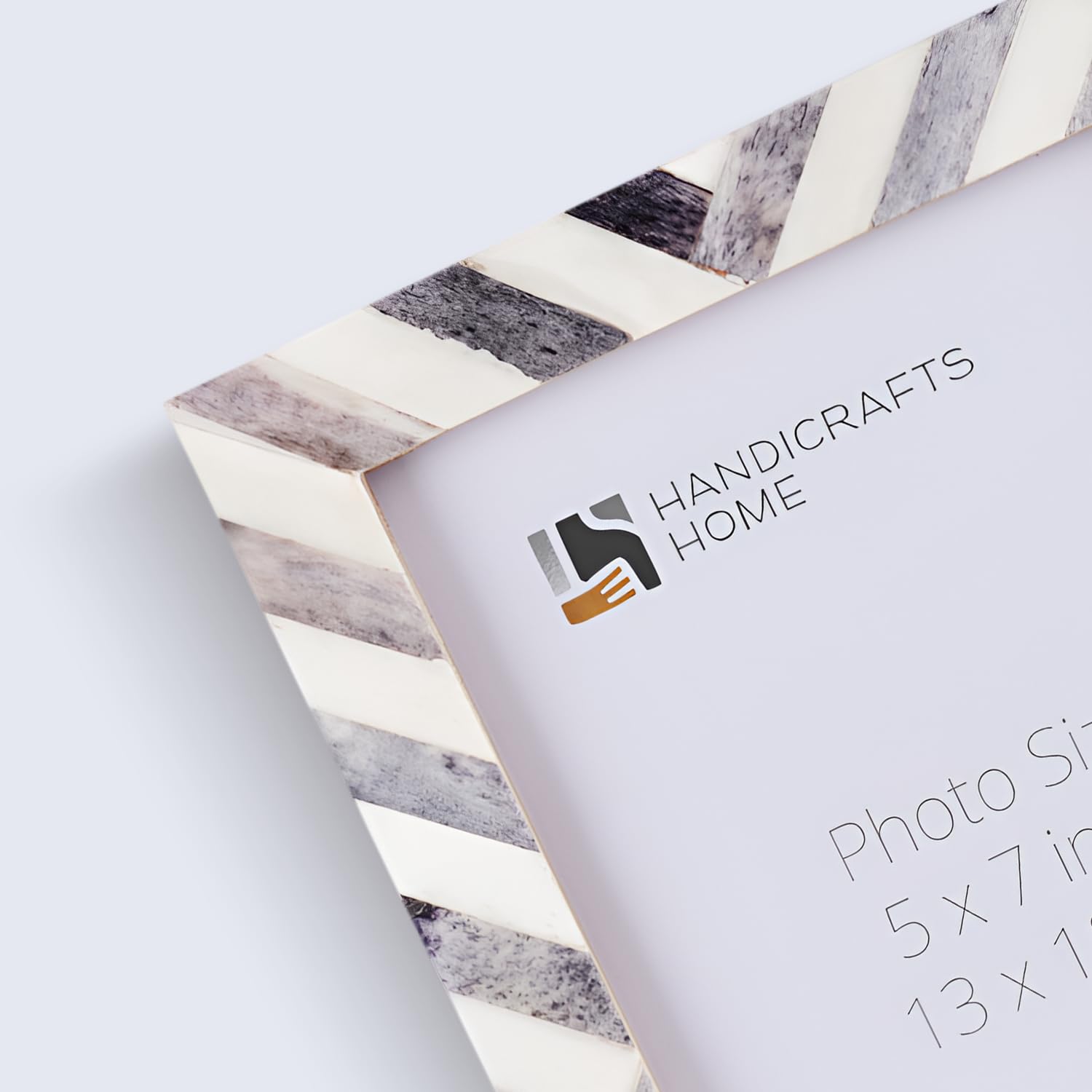 Grey White Chevron Bone Inlay Picture Frame 4x6 5x7 8x10