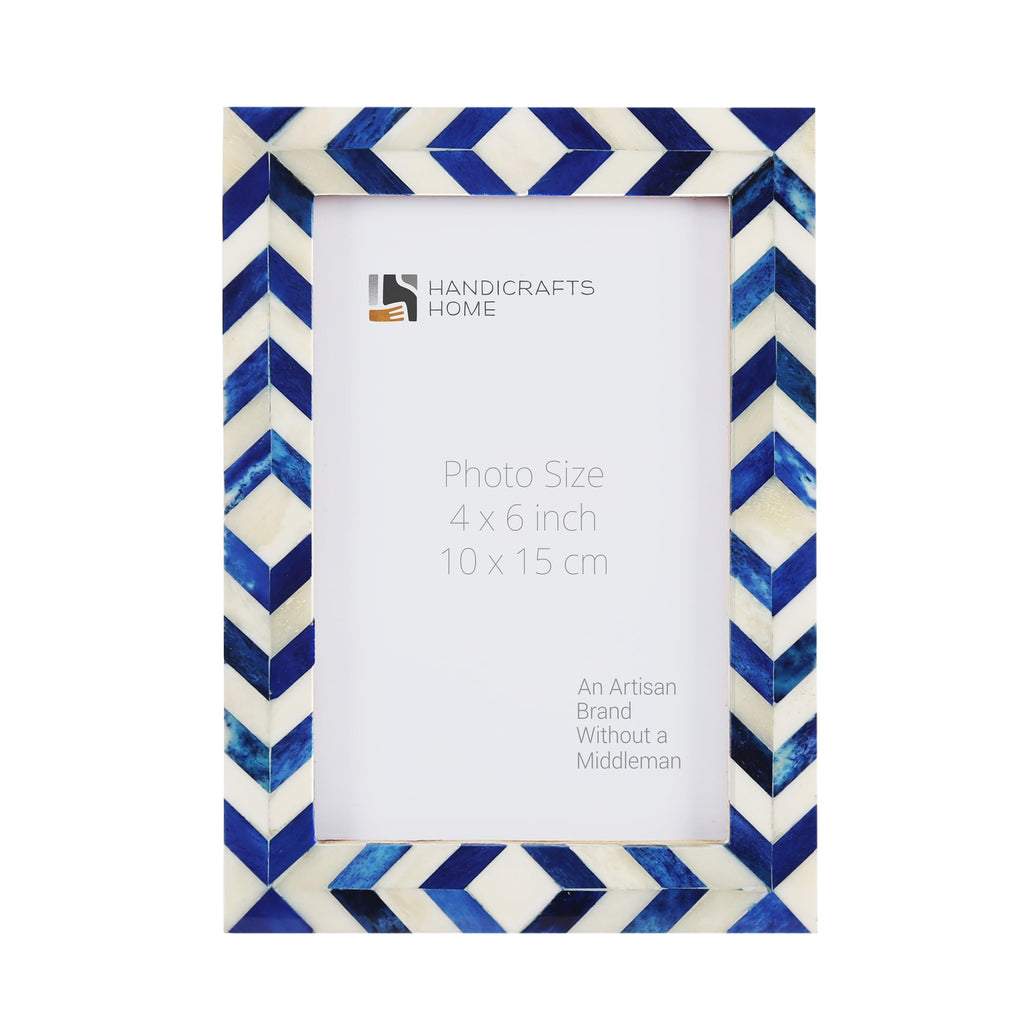 Picture Frame Taj Pattern Collection Bone Inlay Blue 4 Sizes