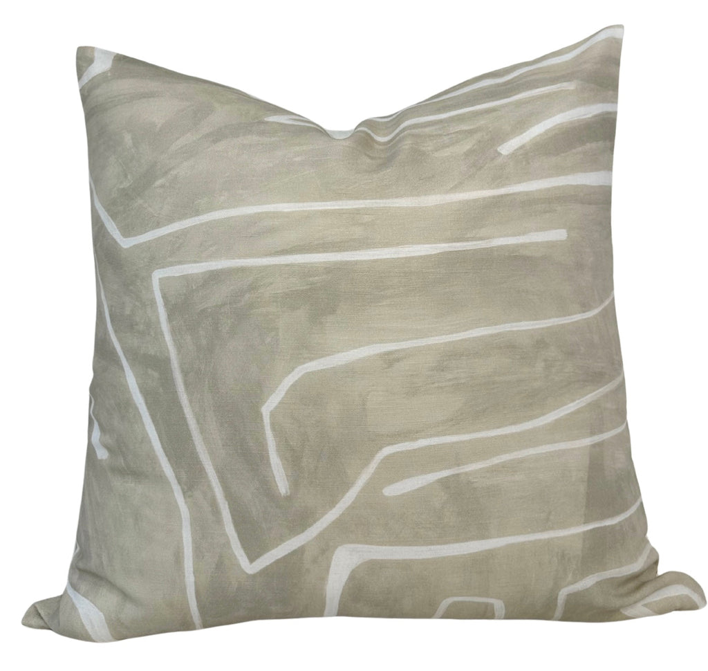 Graffito Pillow Cover in Beige Ivory, Kelly Wearstler Textiles
