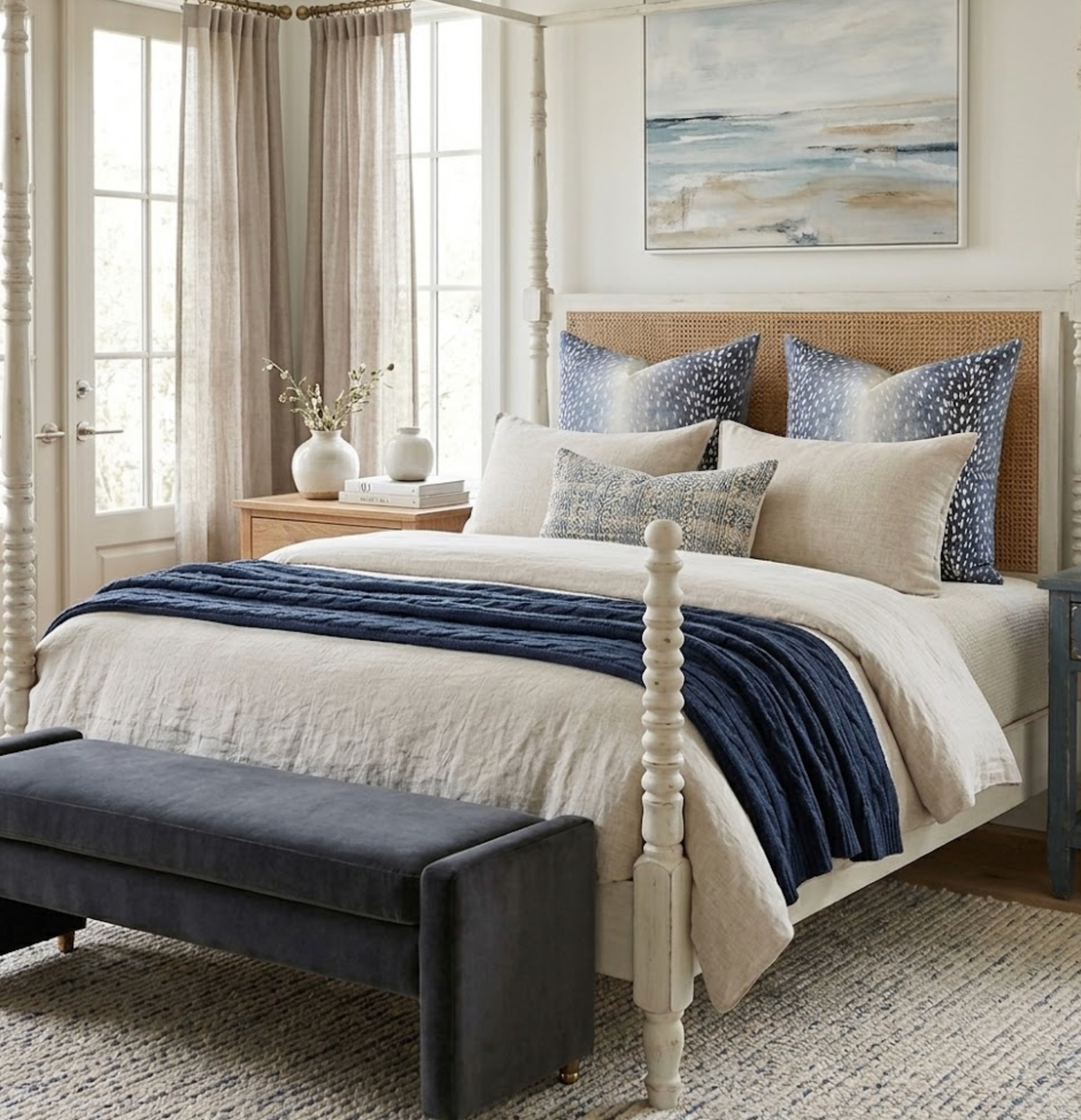 Antelope Pillow Cover in Navy Blue, 04242