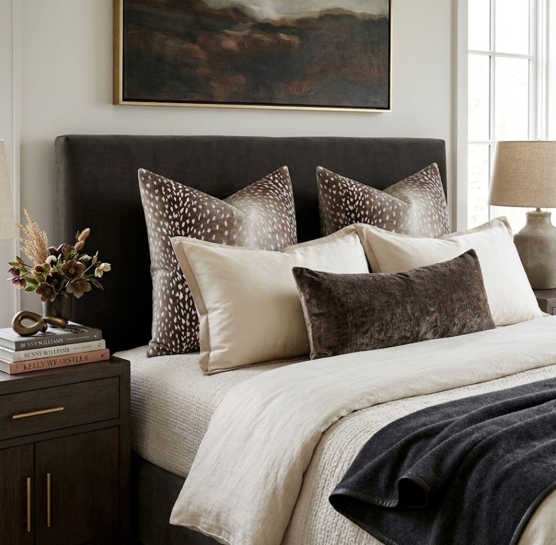 Antelope Pillow Cover in Dark Brown, 04242