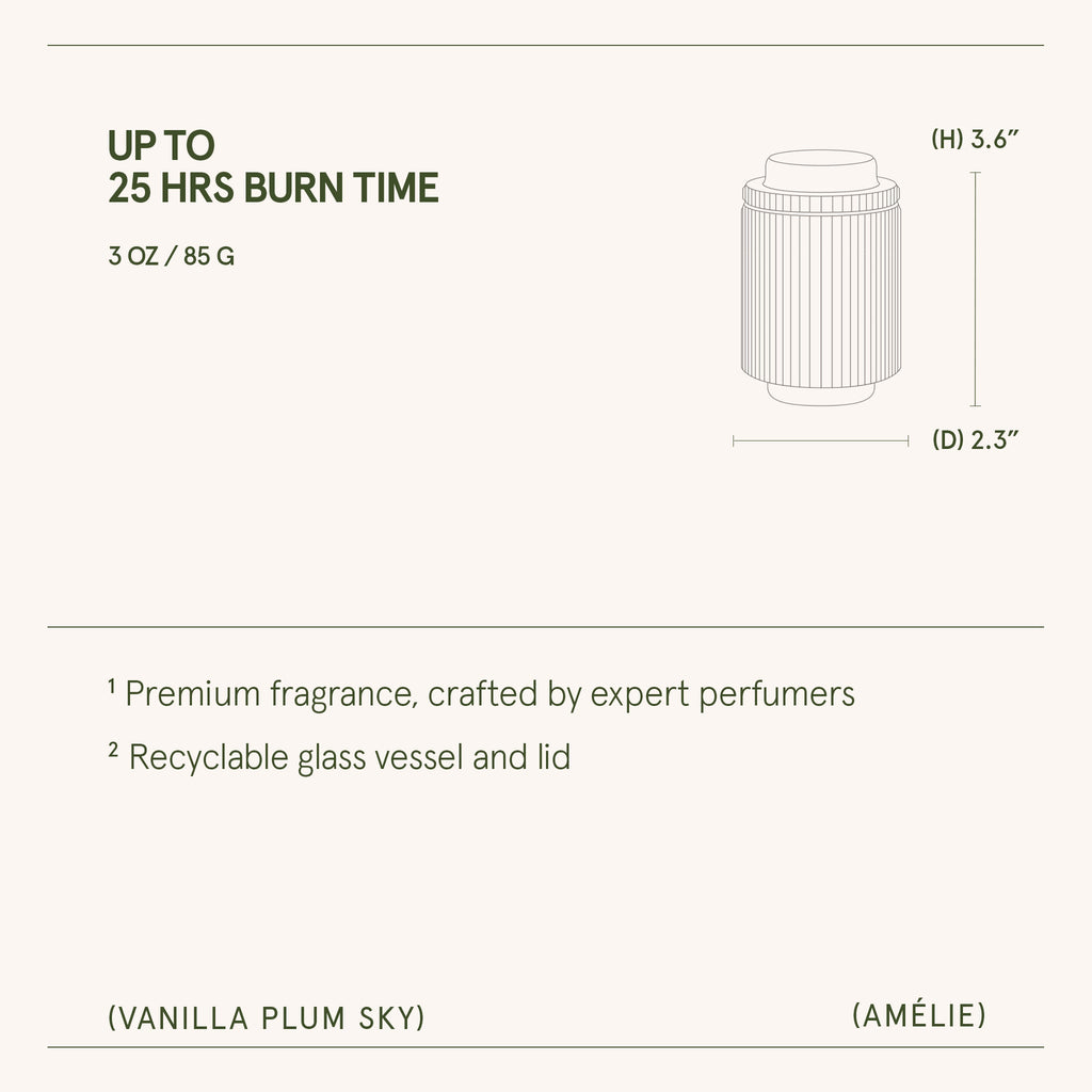 Amélie – Vanilla Plum Sky 3oz Candle