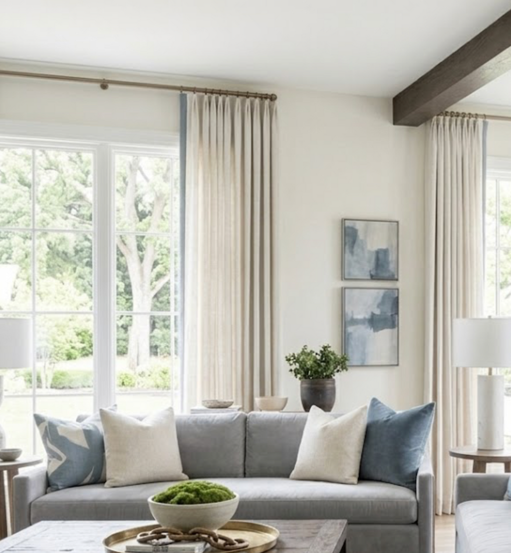 Bold Lines Linen Pillow Cover in Sky
