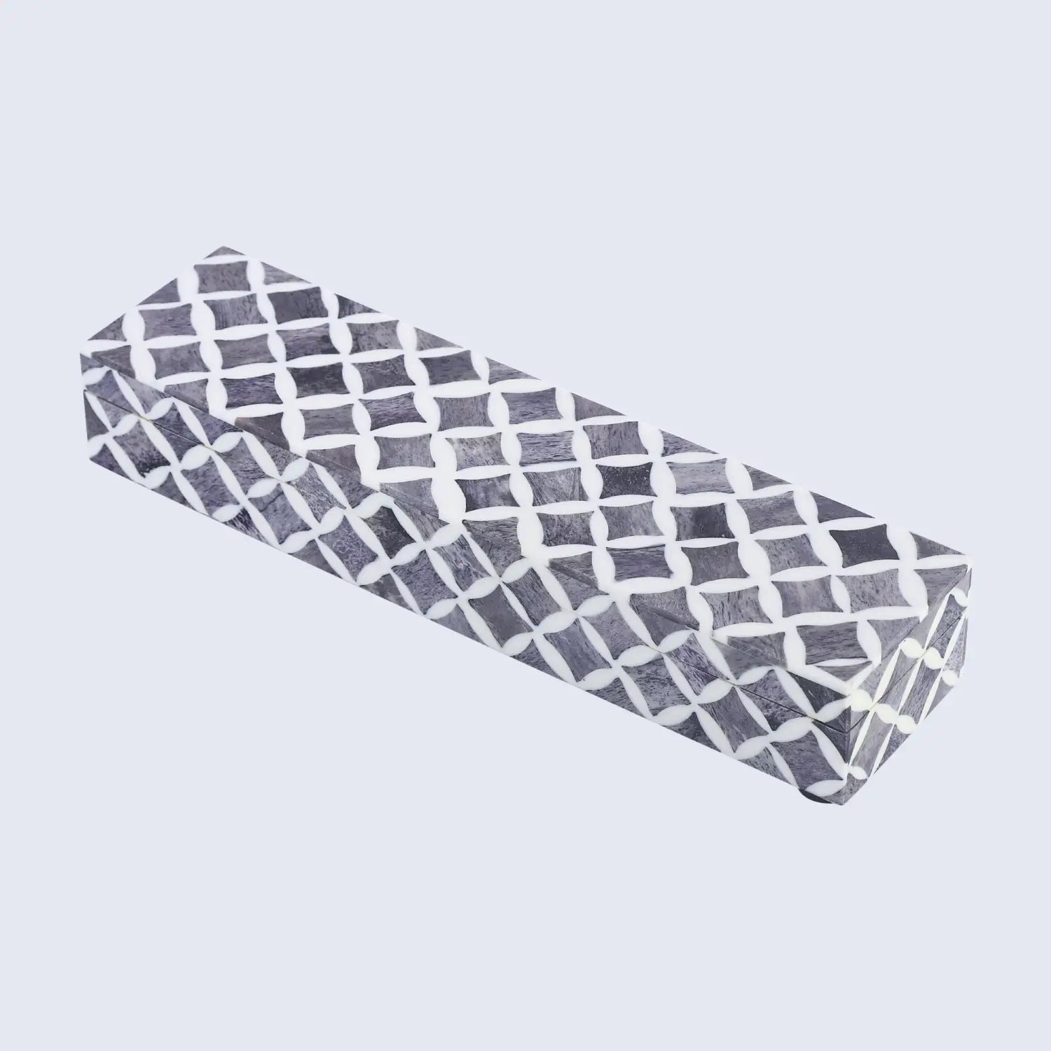 Decorative Storage Box Star Pattern  Bone & Resin Inlay - Grey, 7 Sizes