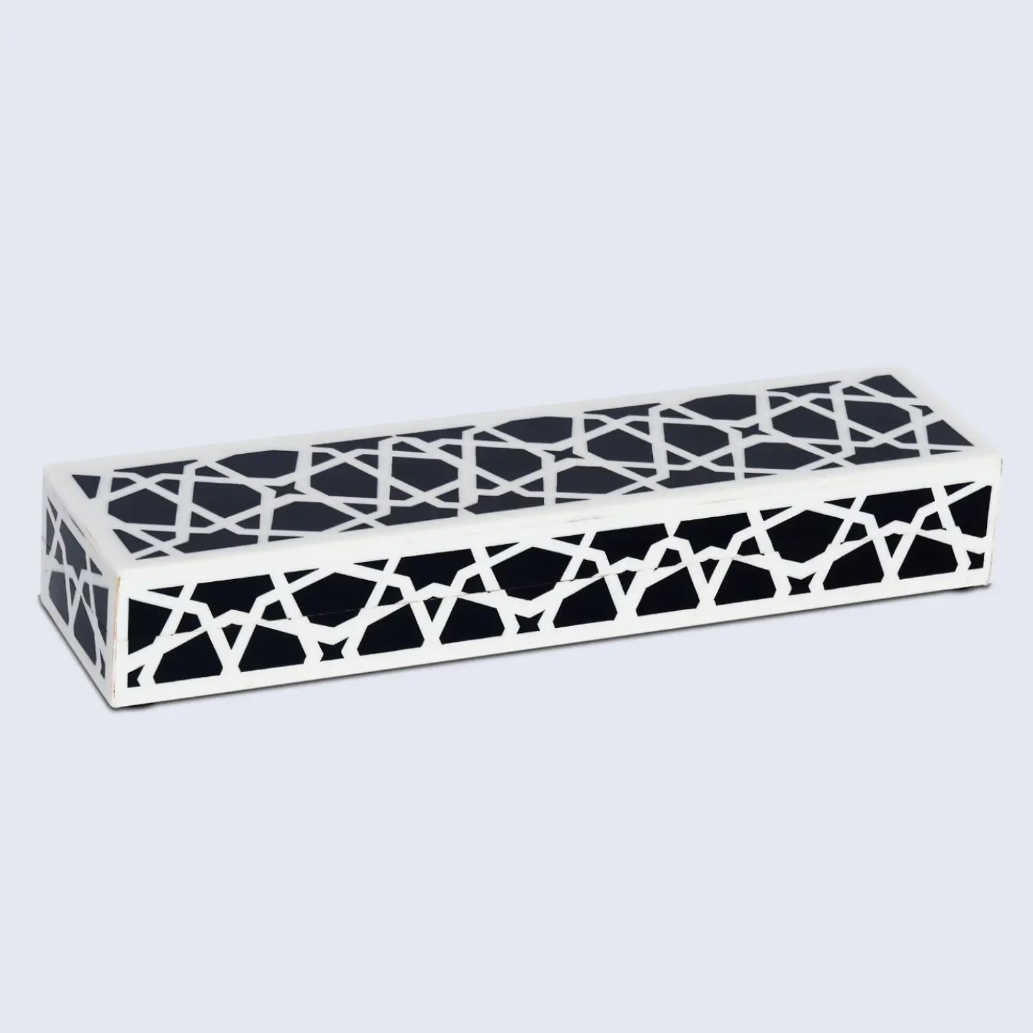 Decorative Storage Box Zellij Collection Resin Inlay, Black-White, 7 Sizes