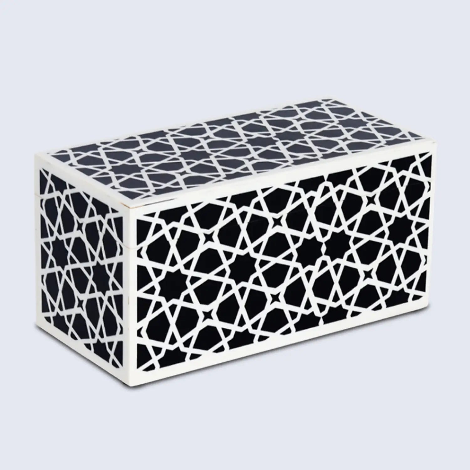 Decorative Storage Box Zellij Collection Resin Inlay, Black-White, 7 Sizes