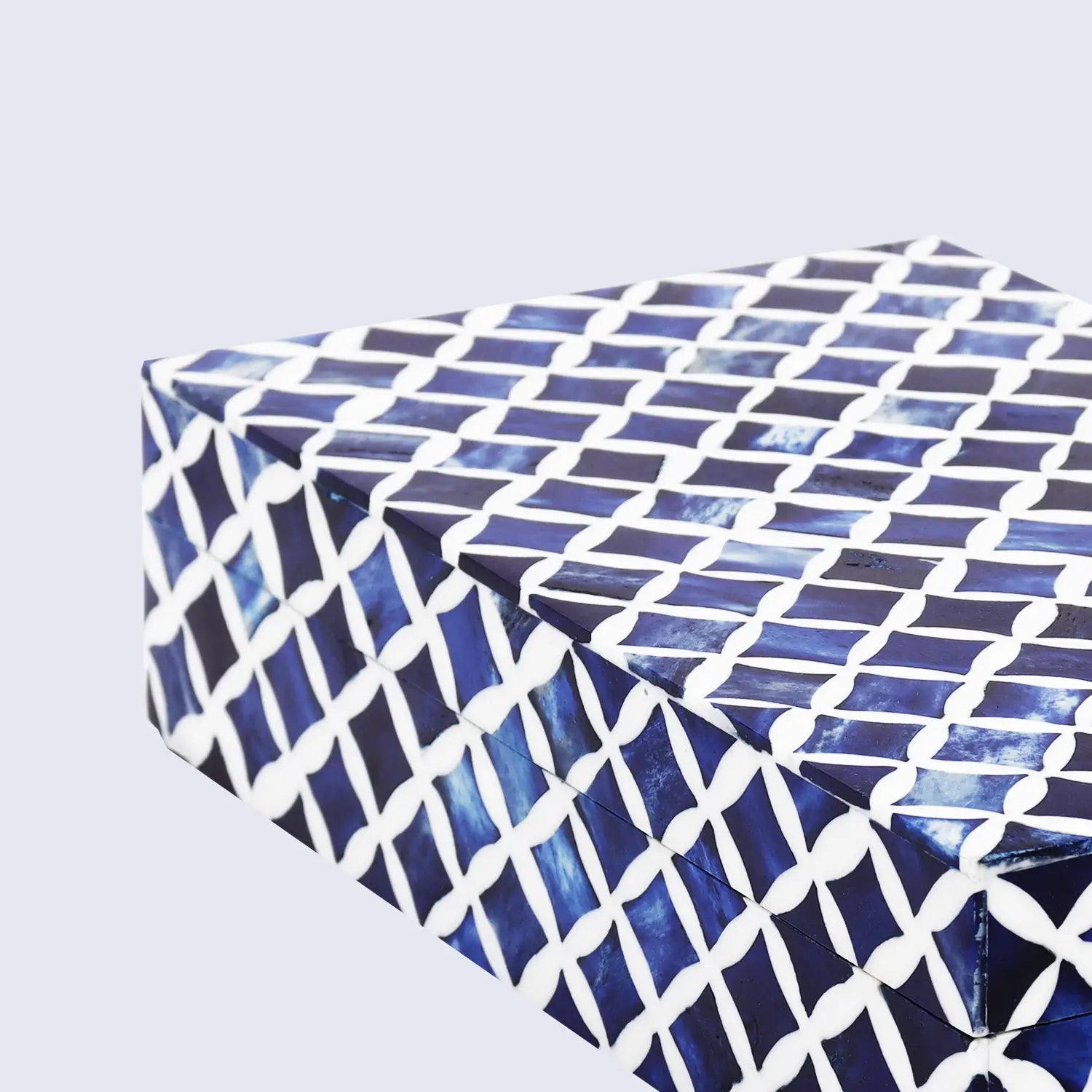 Decorative Storage Box Star Pattern Bone & Resin Inlay - Blue, 7 Sizes