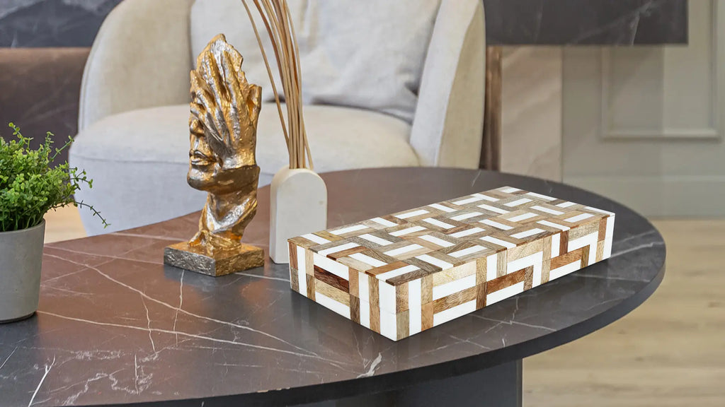 Wood & Resin Inlay Box Marquetry Decorative Keepsake 8 Sizes
