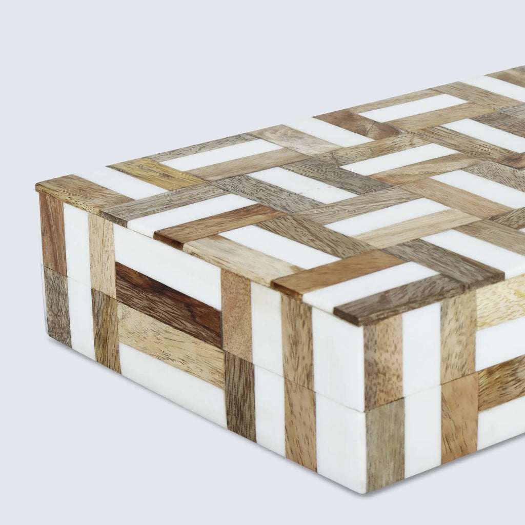 Wood & Resin Inlay Box Marquetry Decorative Keepsake 8 Sizes