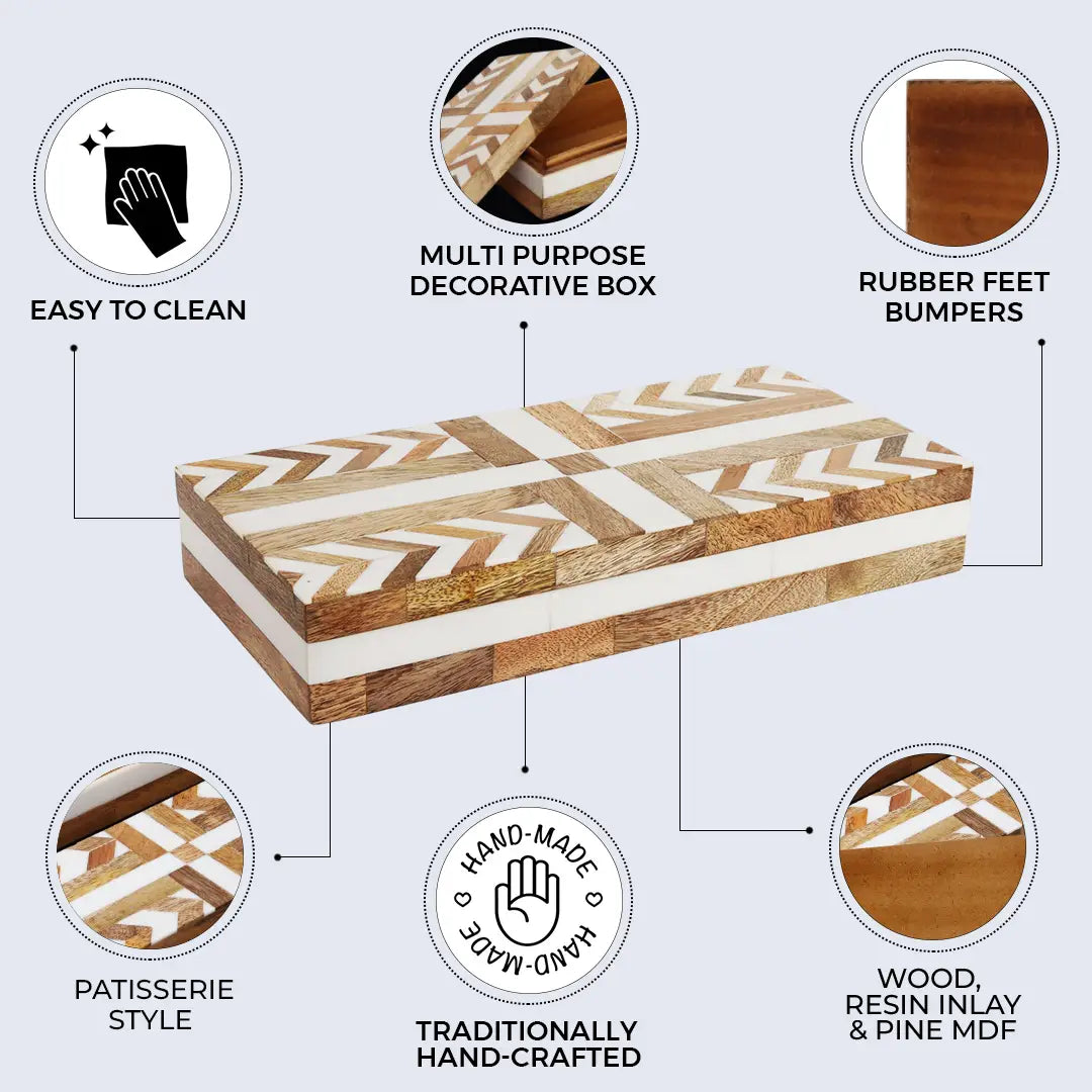 Patisserie Adorn Resin & Wood Inlay Decorative Storage Box
