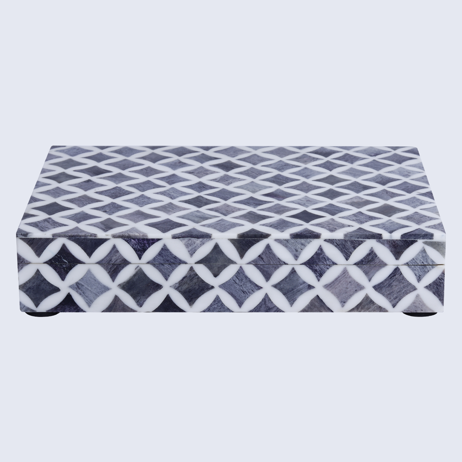 Decorative Storage Box Star Pattern  Bone & Resin Inlay - Grey, 7 Sizes