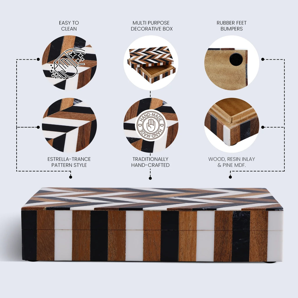 Marquet Cosmo Resin Inlay & Wood Marquetry Decorative Box – 8 Sizes