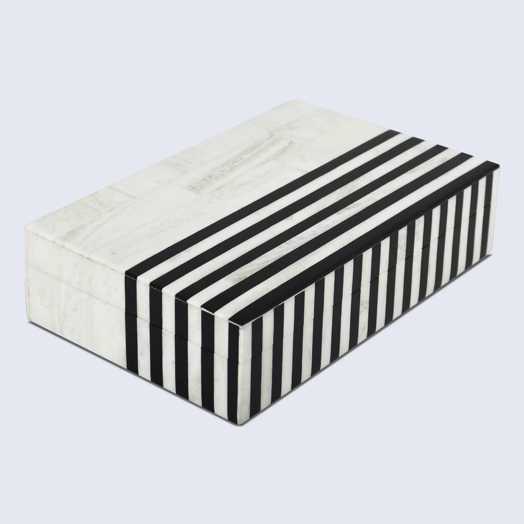 Black White Resin Inlay Decorative Storage Box – Mono Lead Collection (7 Sizes)