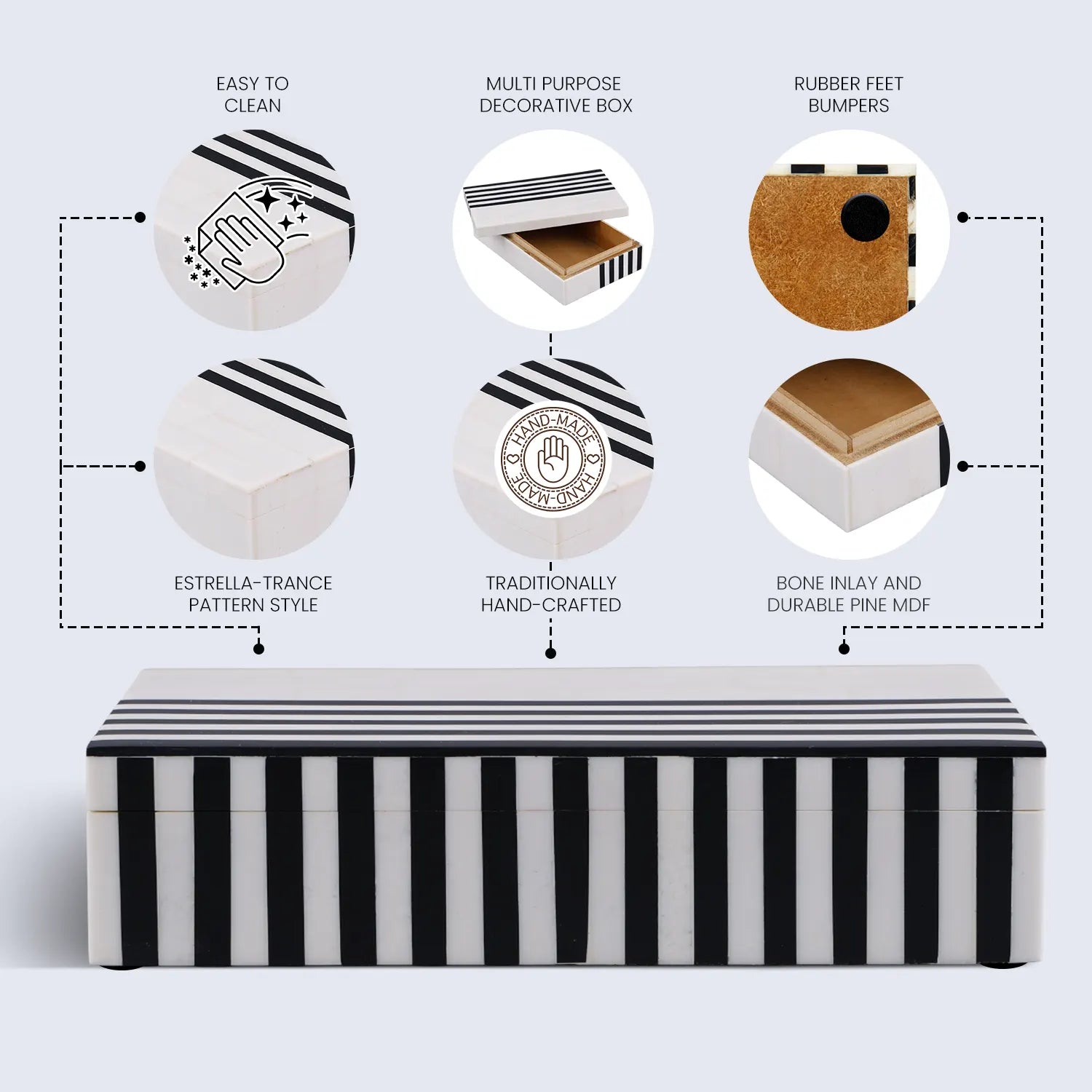 Black White Resin Inlay Decorative Storage Box – Mono Lead Collection (7 Sizes)