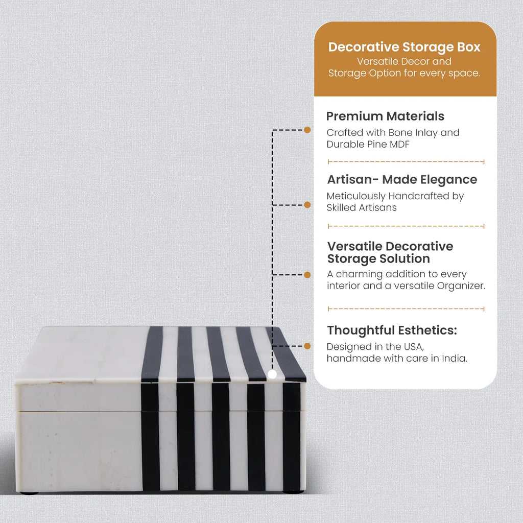 Black White Resin Inlay Decorative Storage Box – Mono Lead Collection (7 Sizes)