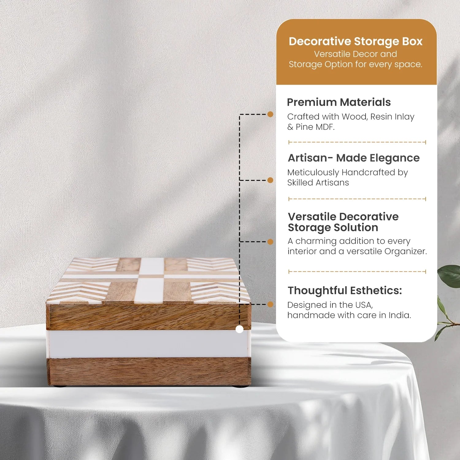 Patisserie Adorn Resin & Wood Inlay Decorative Storage Box