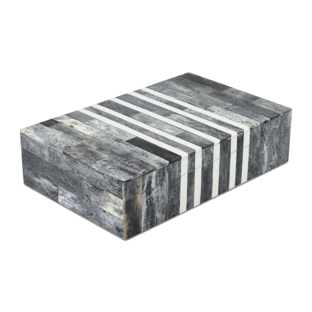 Decorative Storage Box Patisserie Cafe Bone & Resin Inlay, Grey - 7 Sizes