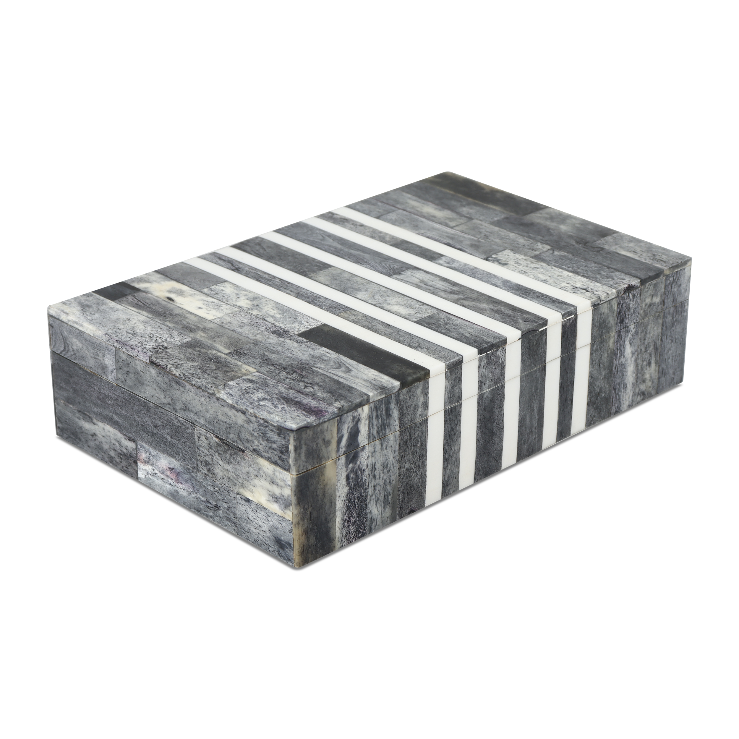 Decorative Storage Box Patisserie Cafe Bone & Resin Inlay, Grey - 7 Sizes