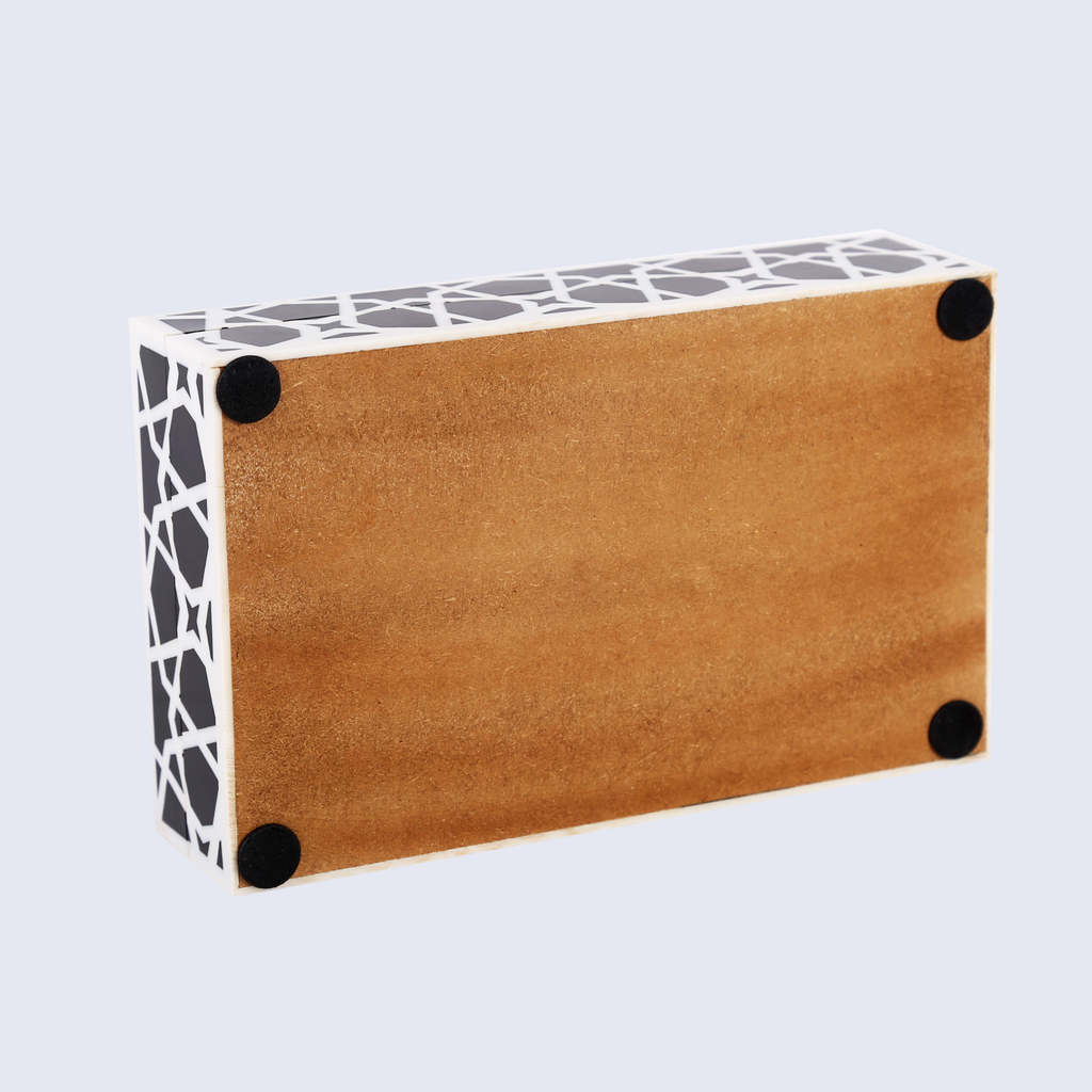 Decorative Storage Box Zellij Collection Resin Inlay, Black-White, 7 Sizes