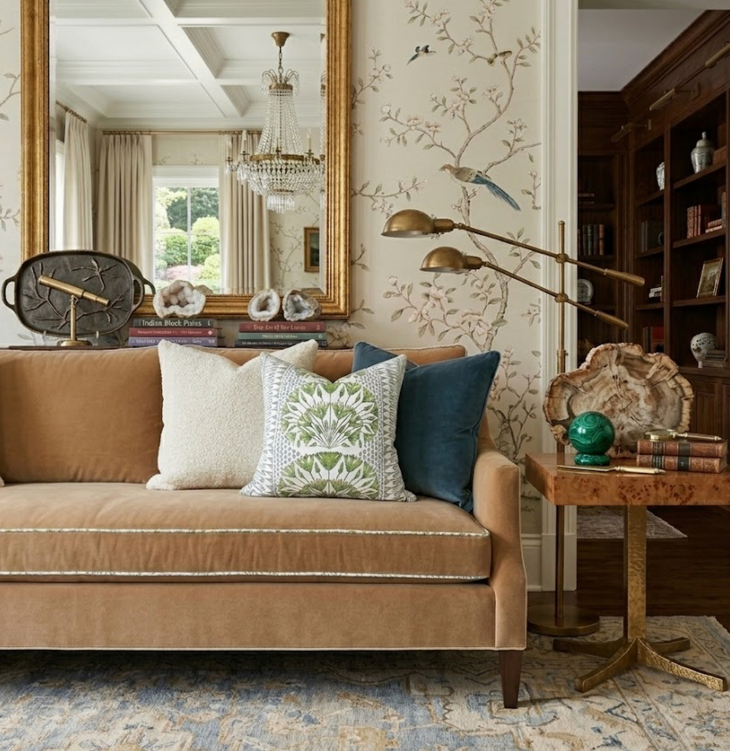 Cairo Pillow Cover in Green, Thibaut Pillows