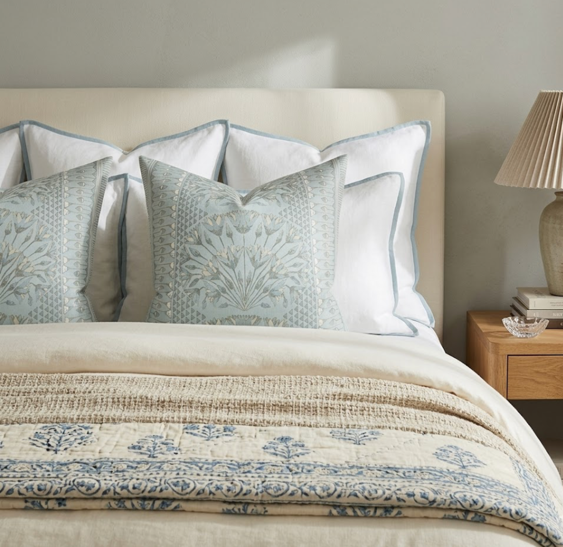 Cairo Pillow Cover in Spa Blue, Thibaut Pillows