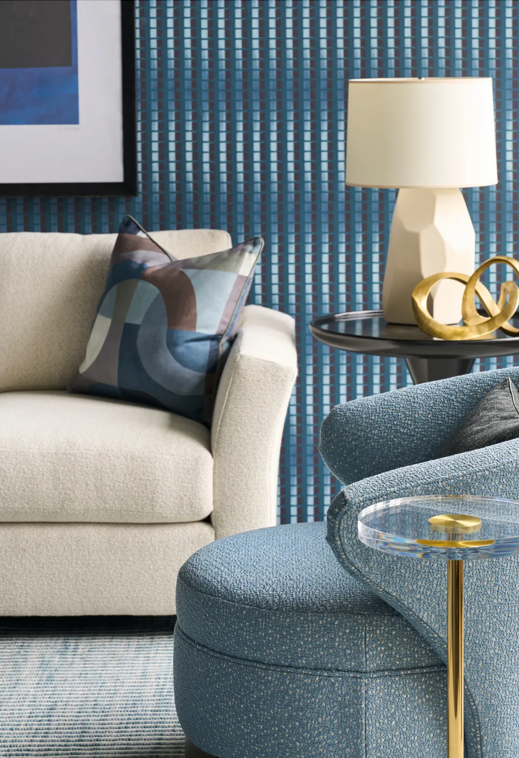 Colonnade Pillow Cover in Indigo, Kelly Wearstler Textiles