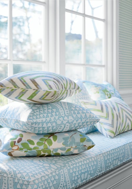 Chamomile Pillow Cover in Spa Blue, Thibaut Pillows