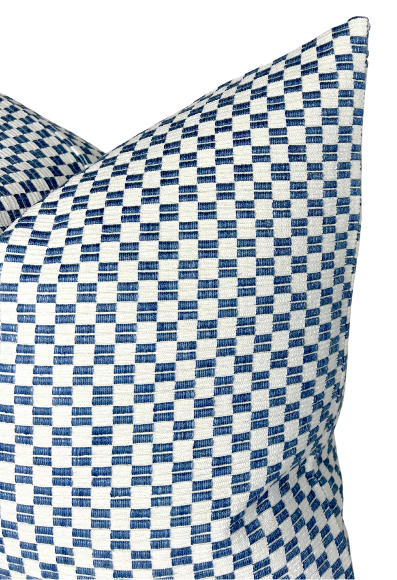 Elkhart Pillow Cover in Blue, Schumacher Textiles