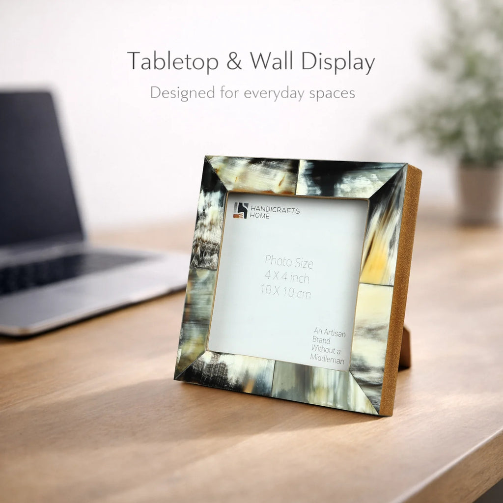 Horn Inlay Picture Frame Tabletop Wall 4x4 4x6 5x7 8x10