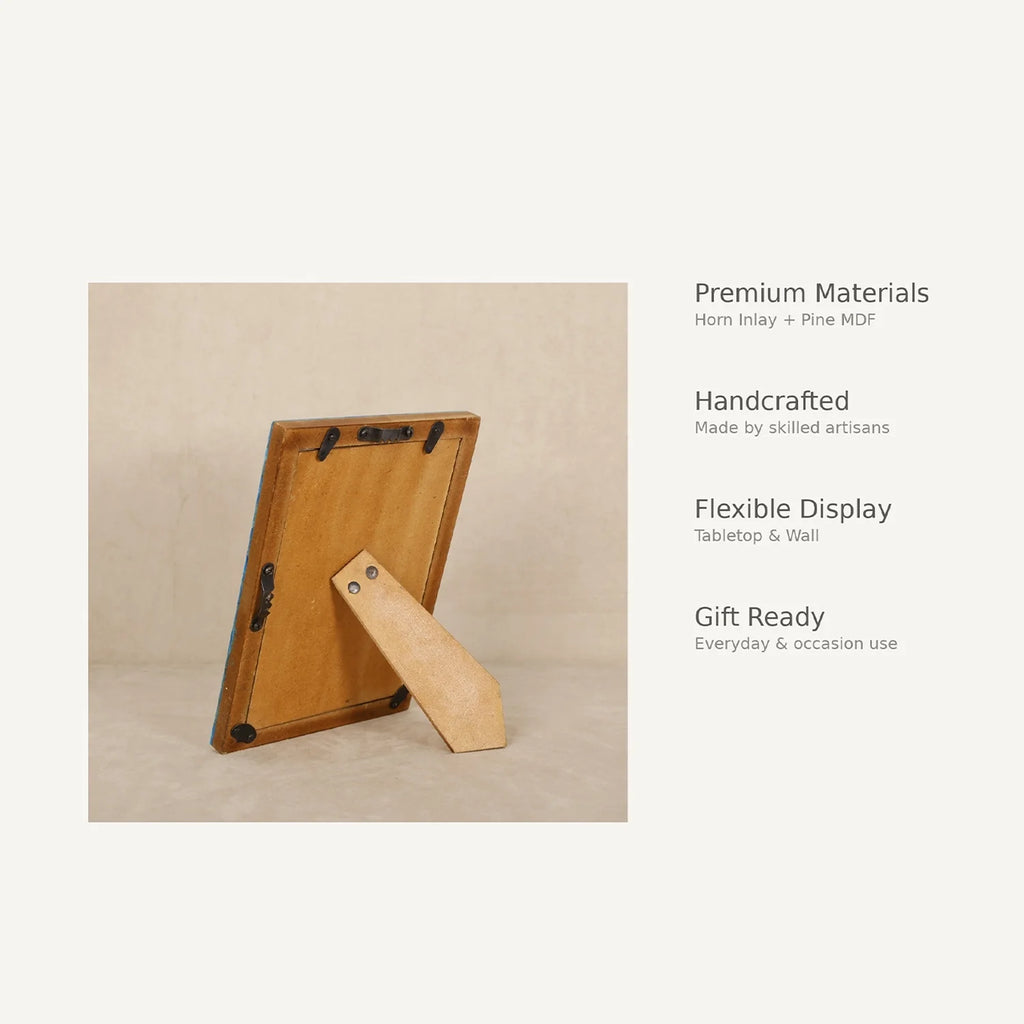 Horn Inlay Picture Frame Tabletop Wall 4x4 4x6 5x7 8x10