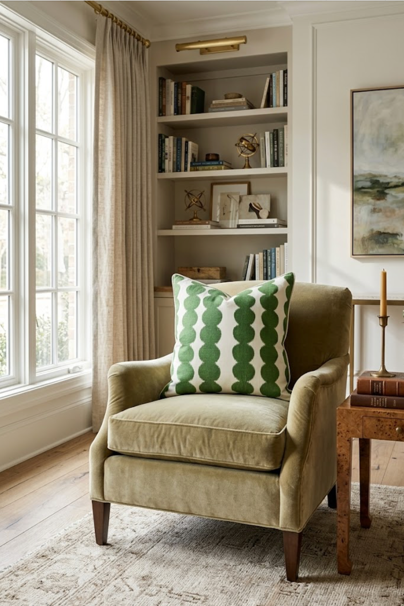 Full Circle Pillow Cover in Green, Schumacher Textiles