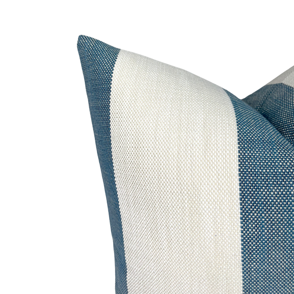 Vintage Striped Pillow Cover in Lagoon, Perennials Textiles