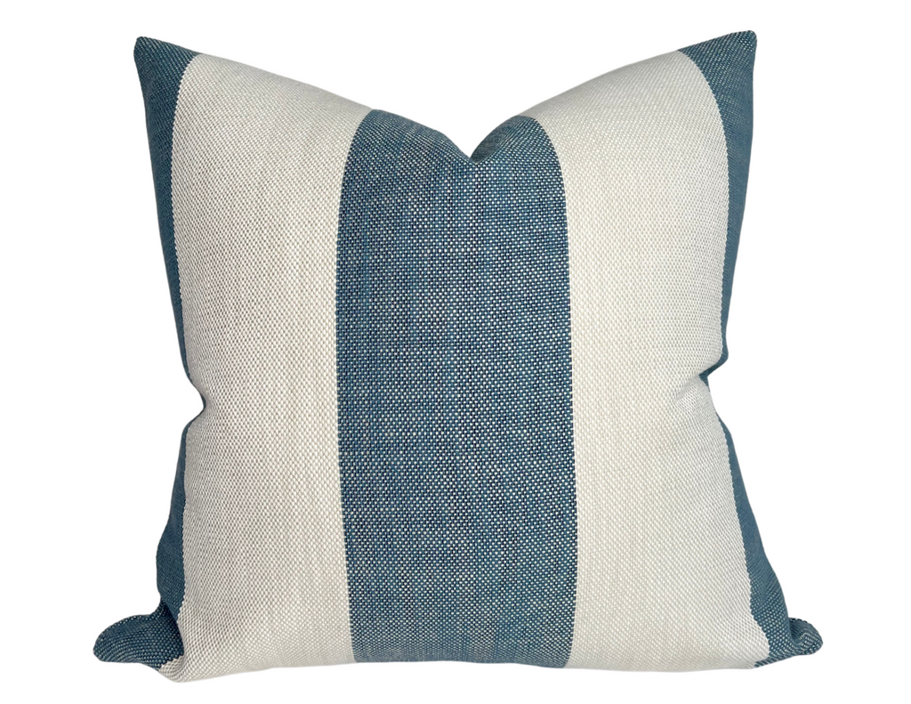 Vintage Striped Pillow Cover in Lagoon, Perennials Textiles