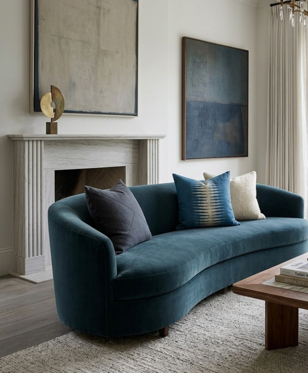 Ikat Pillow Cover in Indigo Blue, Peter Dunham Textiles