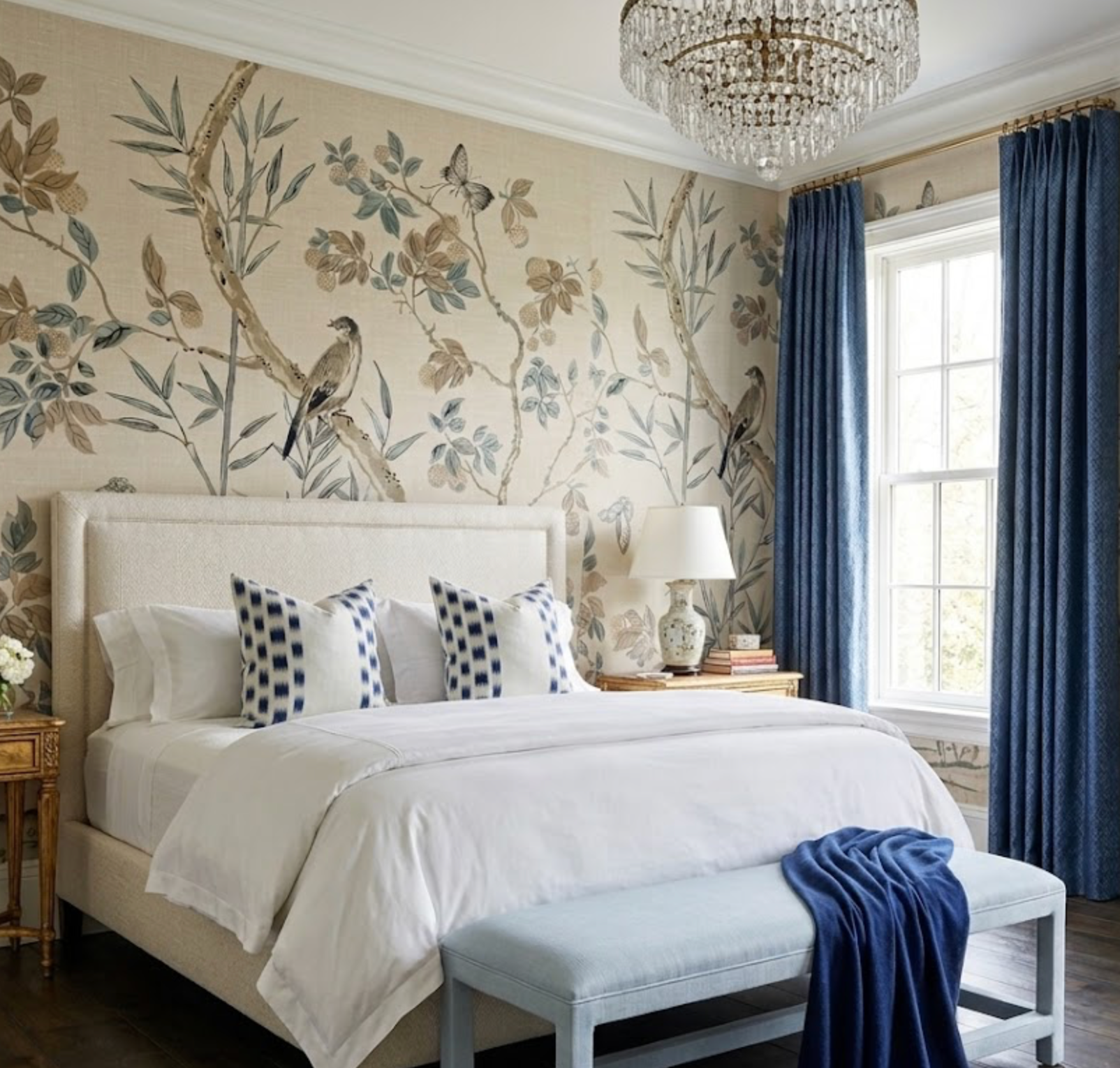 Izmir Stripe Pillow Cover in Indigo Blue, Schumacher Textiles