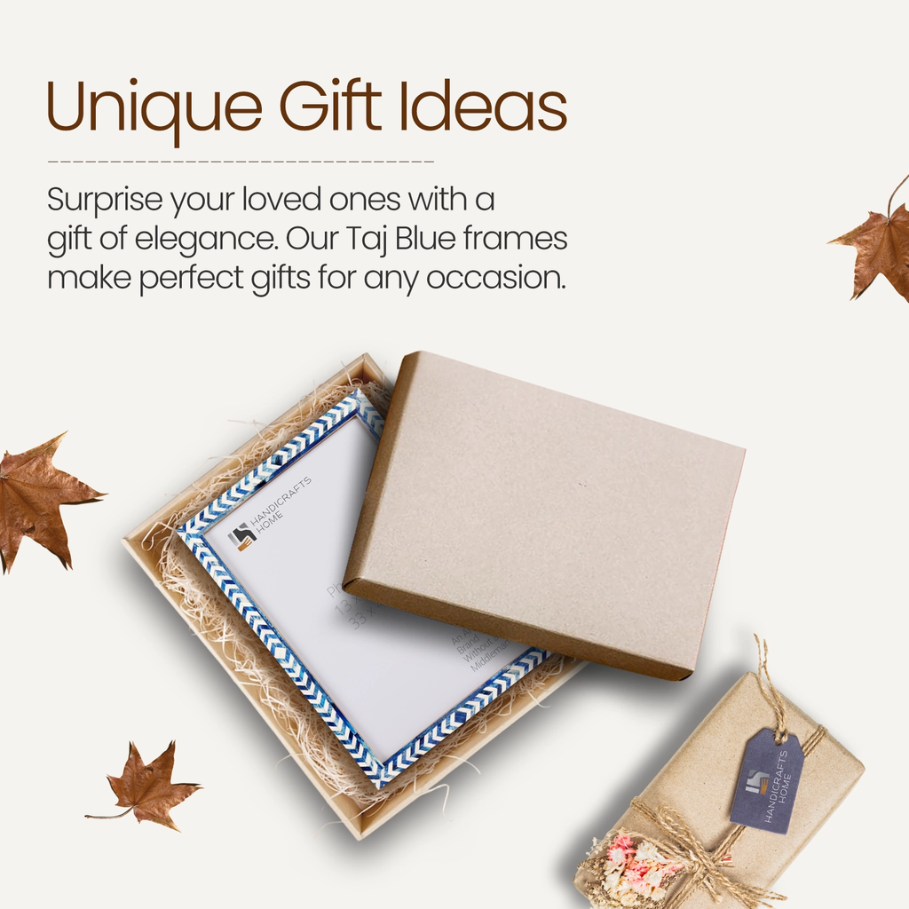 Picture Frame Taj Pattern Collection Bone Inlay Blue 4 Sizes
