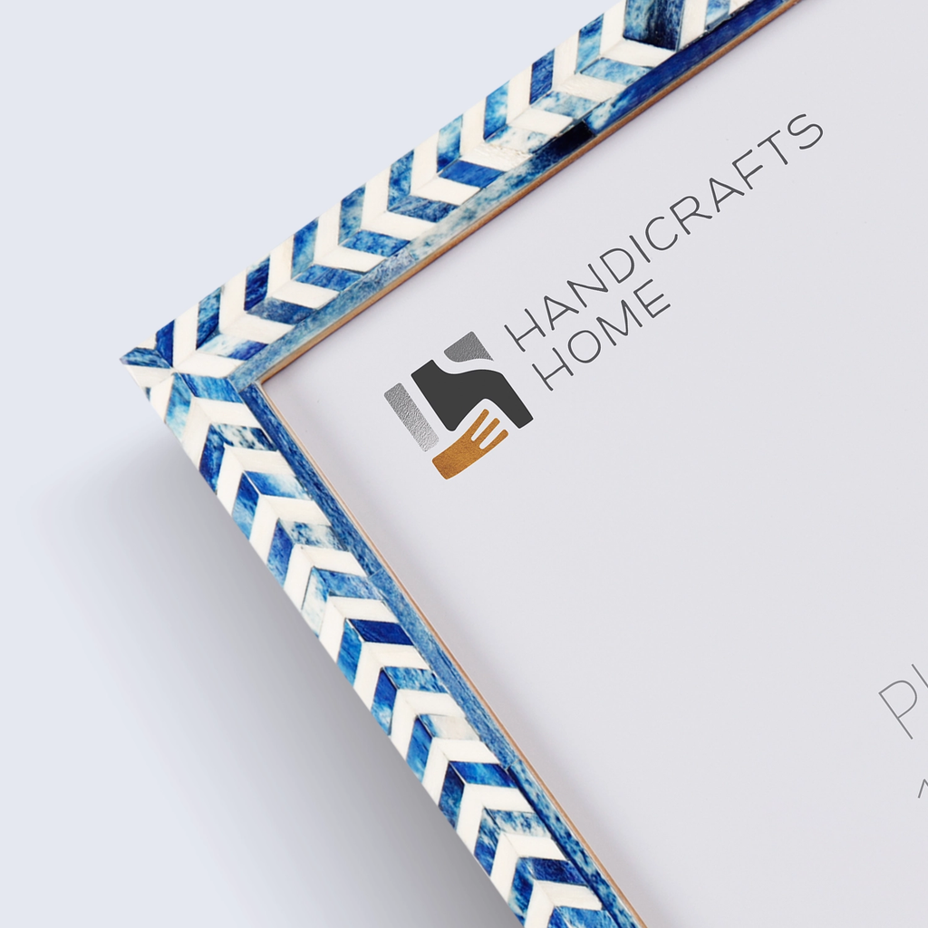 Picture Frame Taj Pattern Collection Bone Inlay Blue 4 Sizes