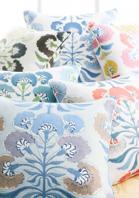 Tybee Tree Pillow Cover in Blue on White, Thibaut Pillows