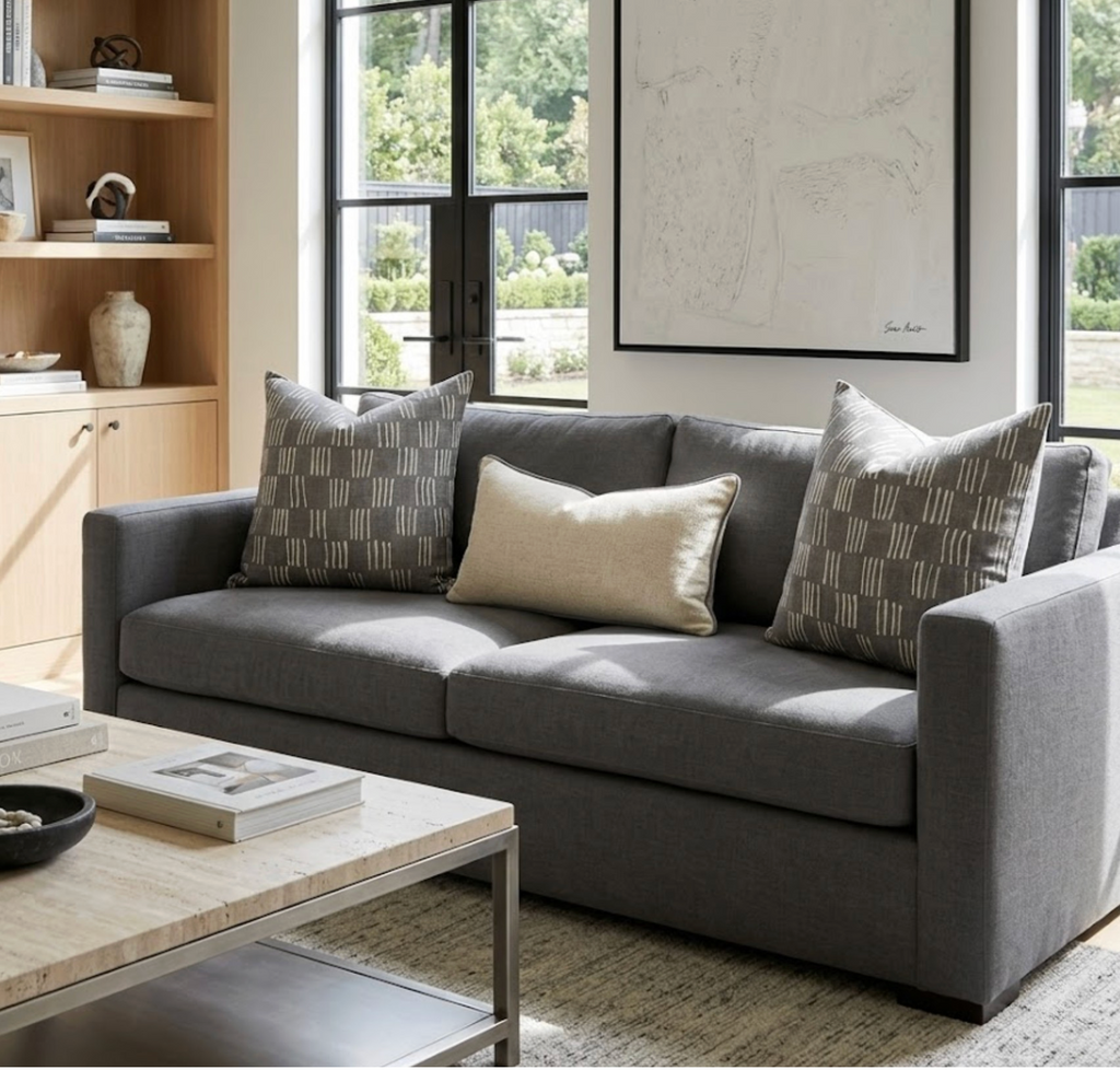 Matchsticks Pillow Cover in Pebble Grey, George Spencer Textiles