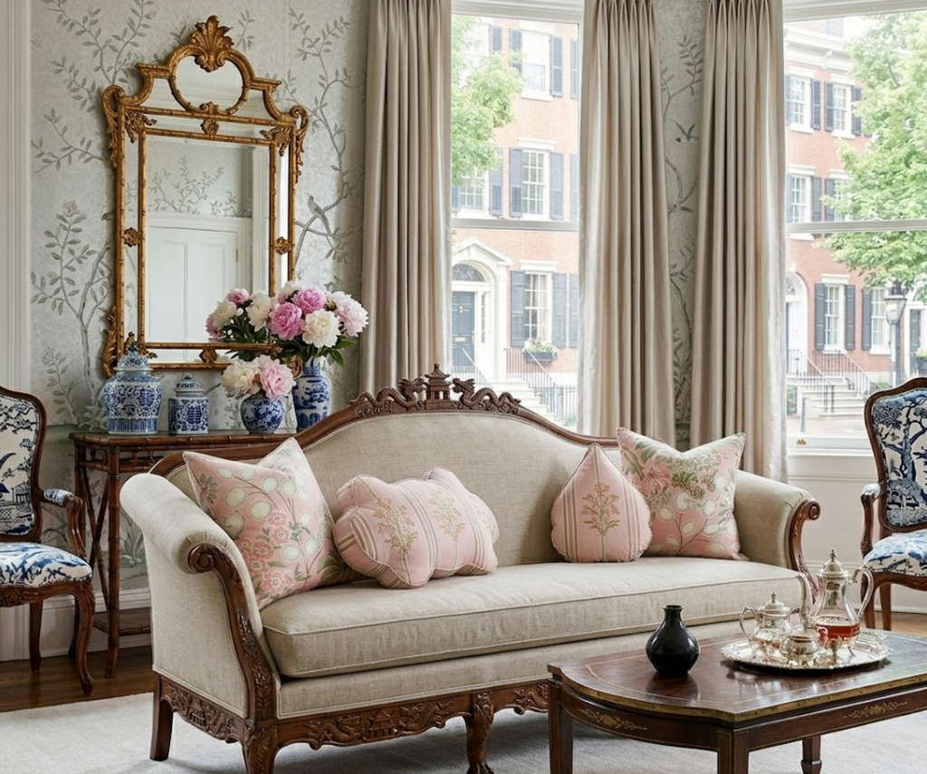 Meadow Floral Pillow Cover in Blush, Thibaut Pillows