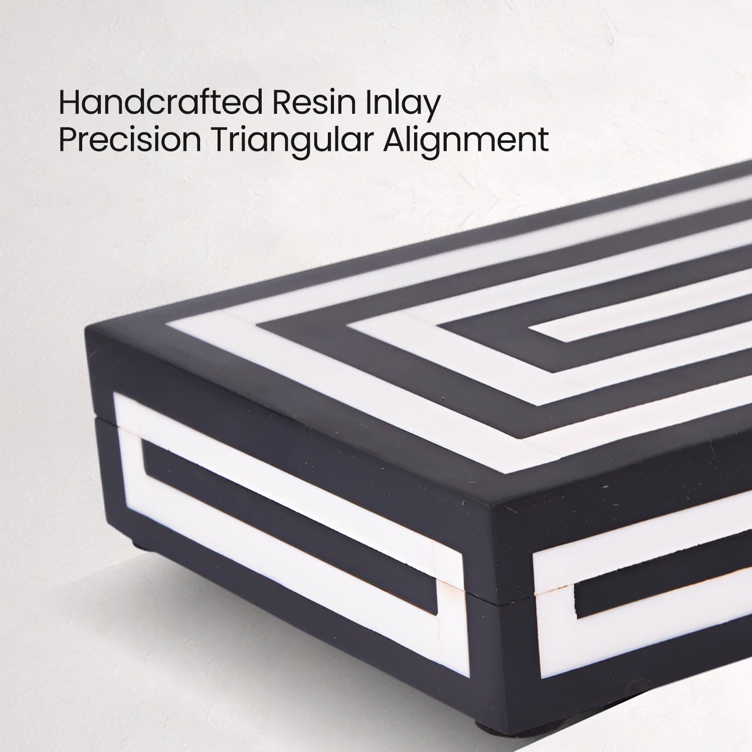 Black White Resin Inlay Concentric Decorative Box - 8 Sizes