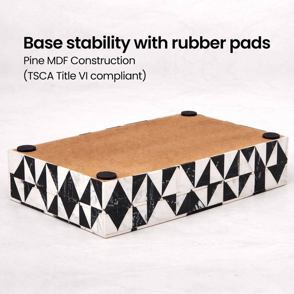 Decorative Box Medley Harlequin Resin Inlay, Black - White, 6 sizes