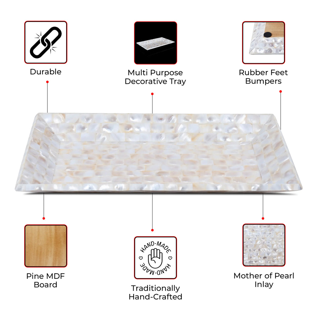 Mother of Pearl Decorative Tray Vanity Coffee Table 12"x7"