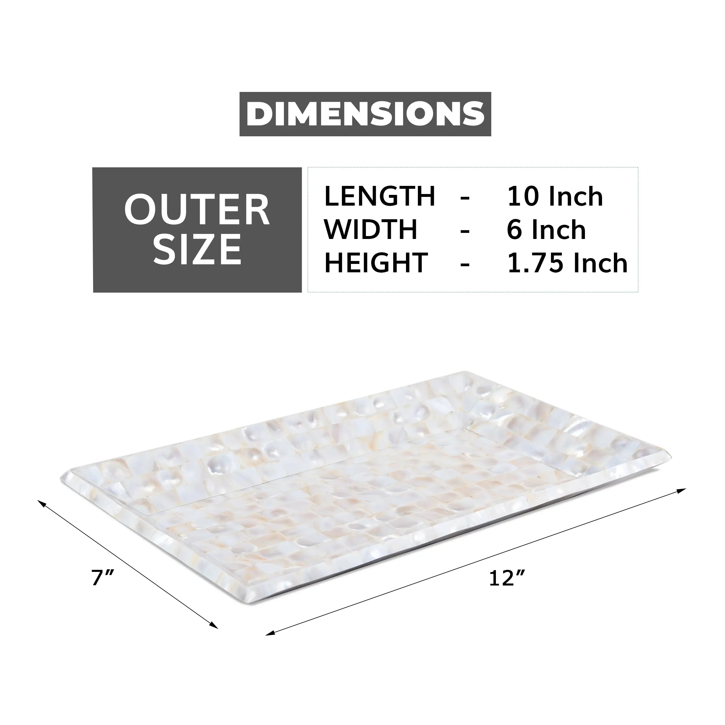 Mother of Pearl Decorative Tray Vanity Coffee Table 12"x7"