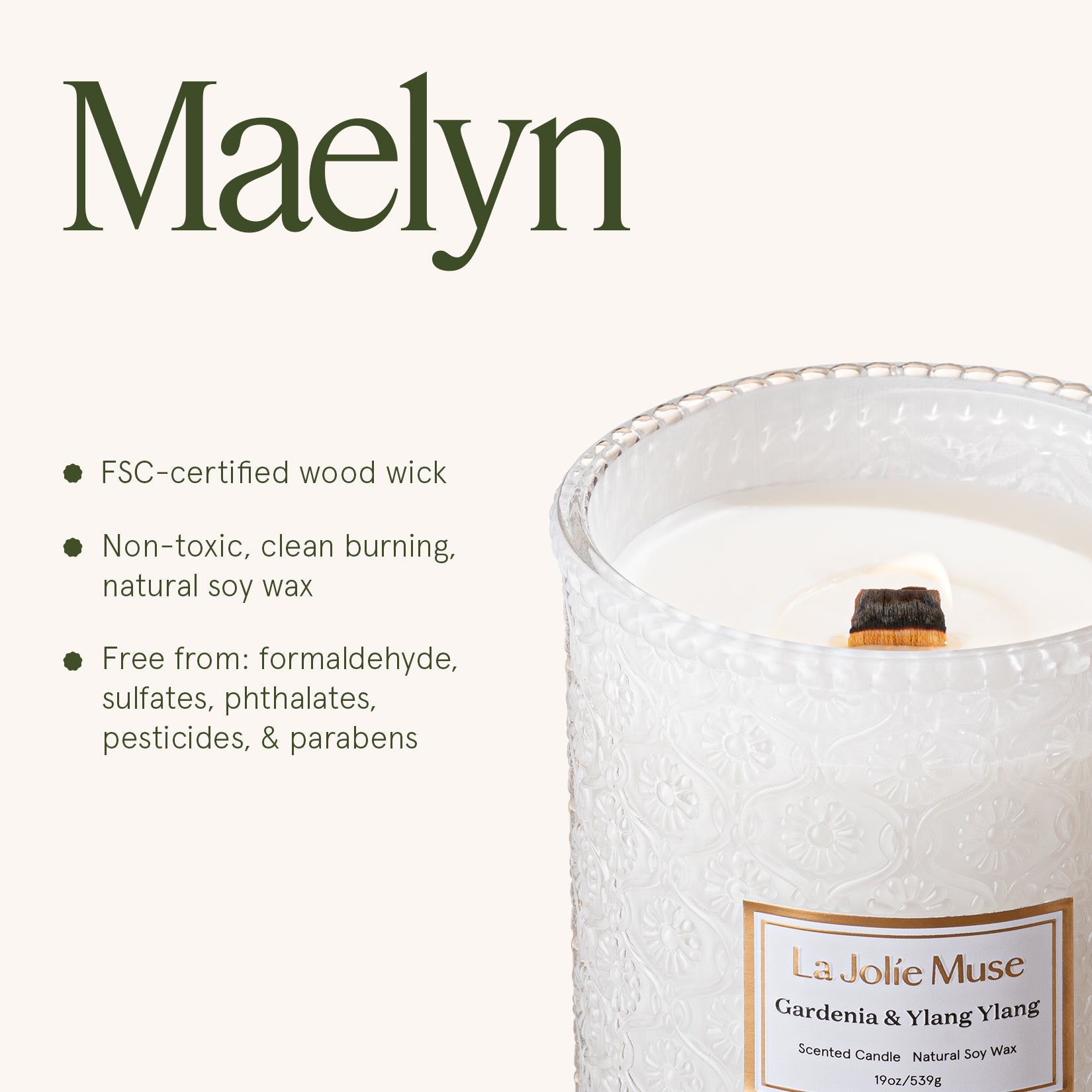 Maelyn - Gardenia & Ylang Ylang 19oz Candle