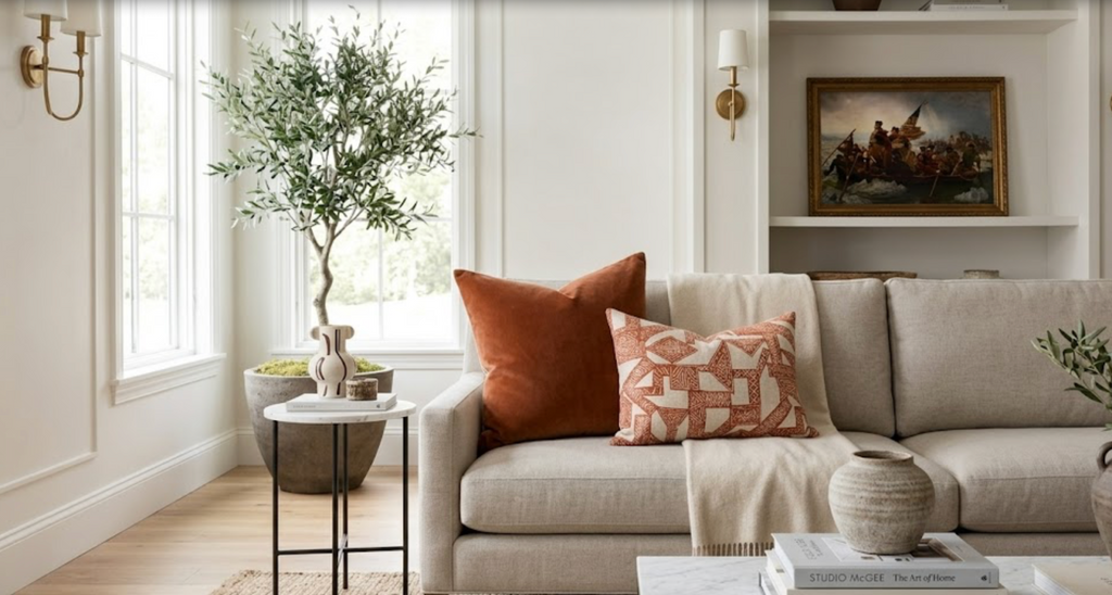 Paza Pillow Cover in Orange, Designer Pillows