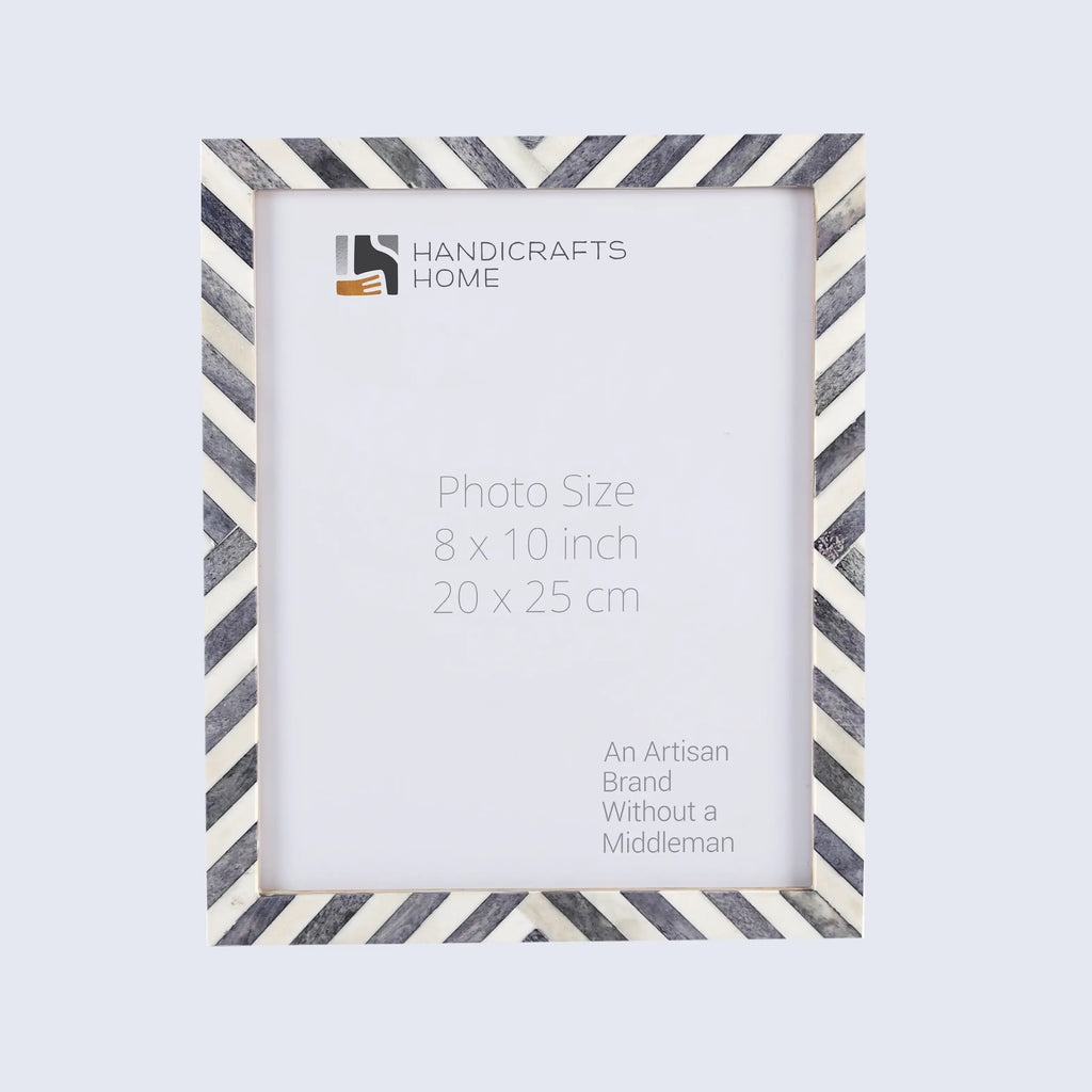 Grey White Chevron Bone Inlay Picture Frame 4x6 5x7 8x10