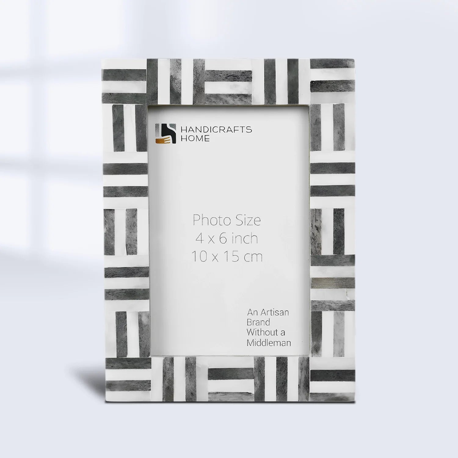 Grey Bone Inlay Grid Block Decor Picture Frame 4x6 5x7