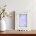 Ivory White Scalloped Bone Inlay Frame 4x4 4x6 5x7 Decor